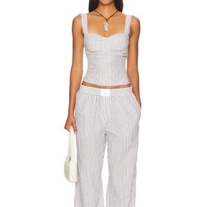 Lioness White and Gray Striped Jumpsuit